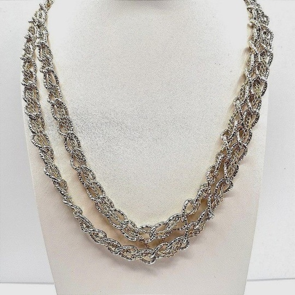 Unbranded Necklace Vintage 90s Women 17" Gold Beige Excellent Multi-Strand Glass